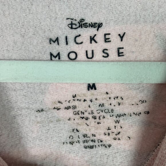 🟣🟣🟣 DISNEY Womens Size Medium Mickey Mouse Pink Graphic Cropped Crewneck Swea - Picture 3 of 5